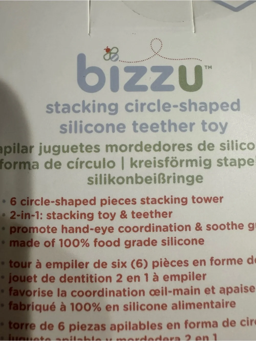 Bizzu Stacking Circle-Shaped Silicone Teether Toy New